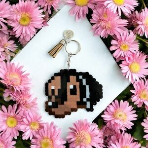 Pixel Art Dog Keychain with Tassel